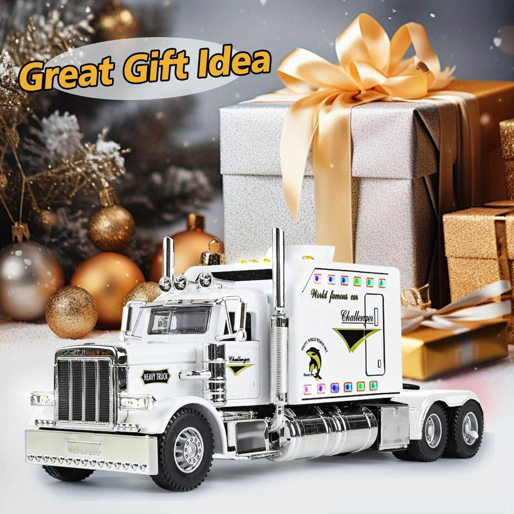 Semi Truck Toy 1:24 Scale Die-Cast Metal Pull-Back Alloy Semi-Trailer Truck with Trailer – Heavy Duty Truck Model Collectible Ornament for Kids Boys Ages 3+ - product image 8