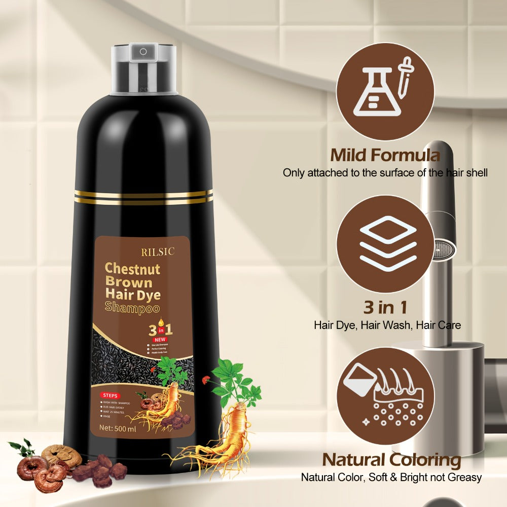 RILSIC 3-in-1 Gray Hair Color Shampoo with Plant Squalene — 100% Gray Coverage Wash & Condition Instant Results, No Mix No Ammonia, 16.91oz / 500ml for Women & Men All Hair Types - product image 18