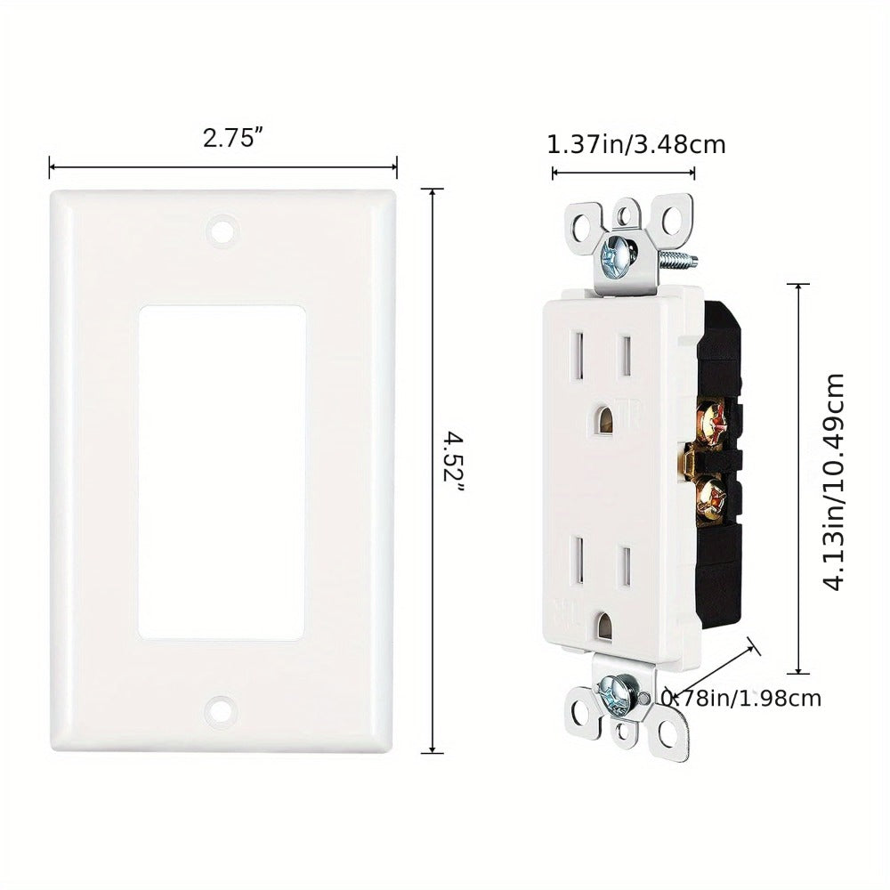 15 Amp Tamper Resistant Wall Outlet 20 Pack with Decorator Wall Plates Included Standard Electrical Receptacle 125V White Duplex Outlet for Home Office Kitchen - product image 3