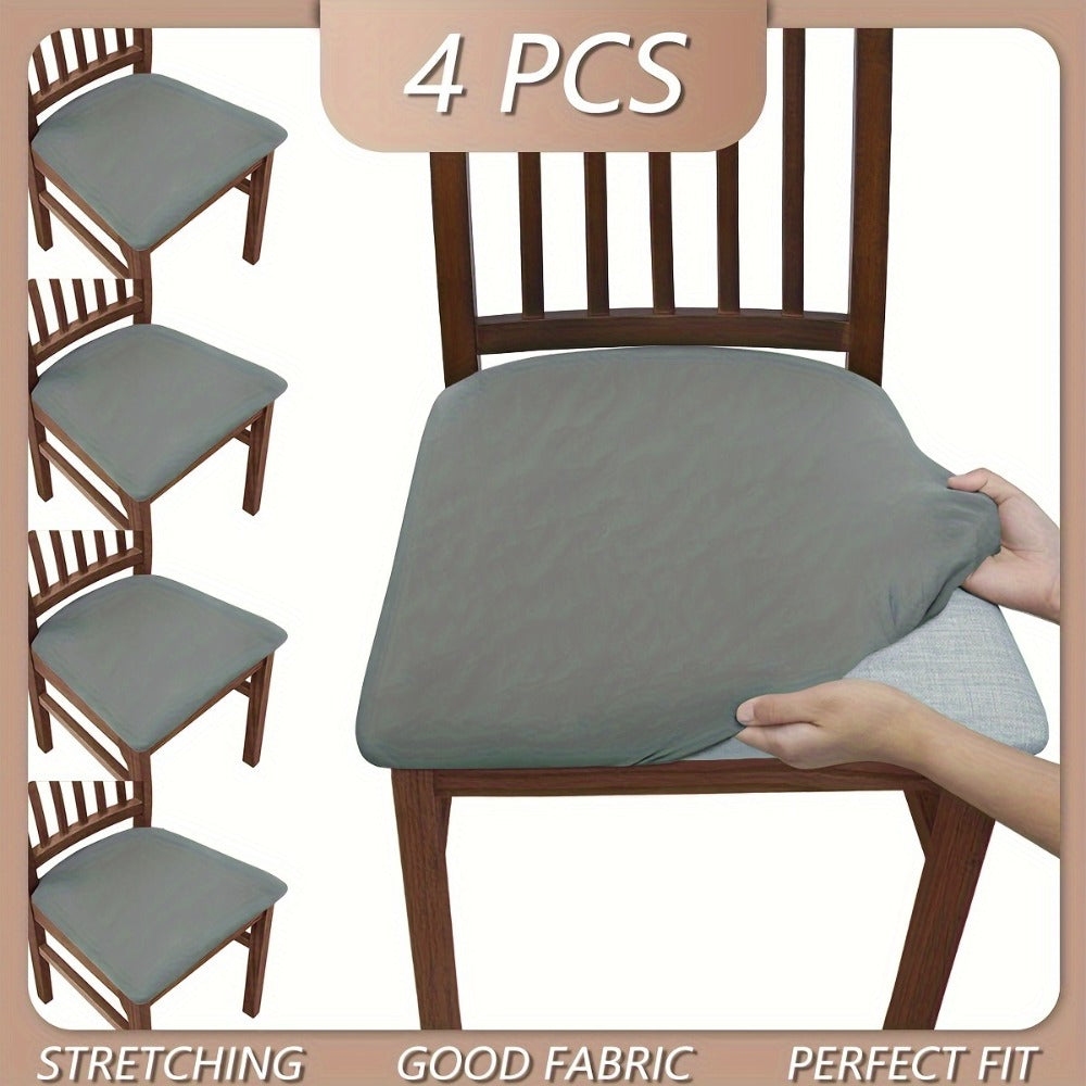 Dining Chair Covers Set of 4 Stretch Elastic Seat Slipcovers Soft Brushed Polyester Solid Color Chair Protector for Home Office Kitchen - product image 5