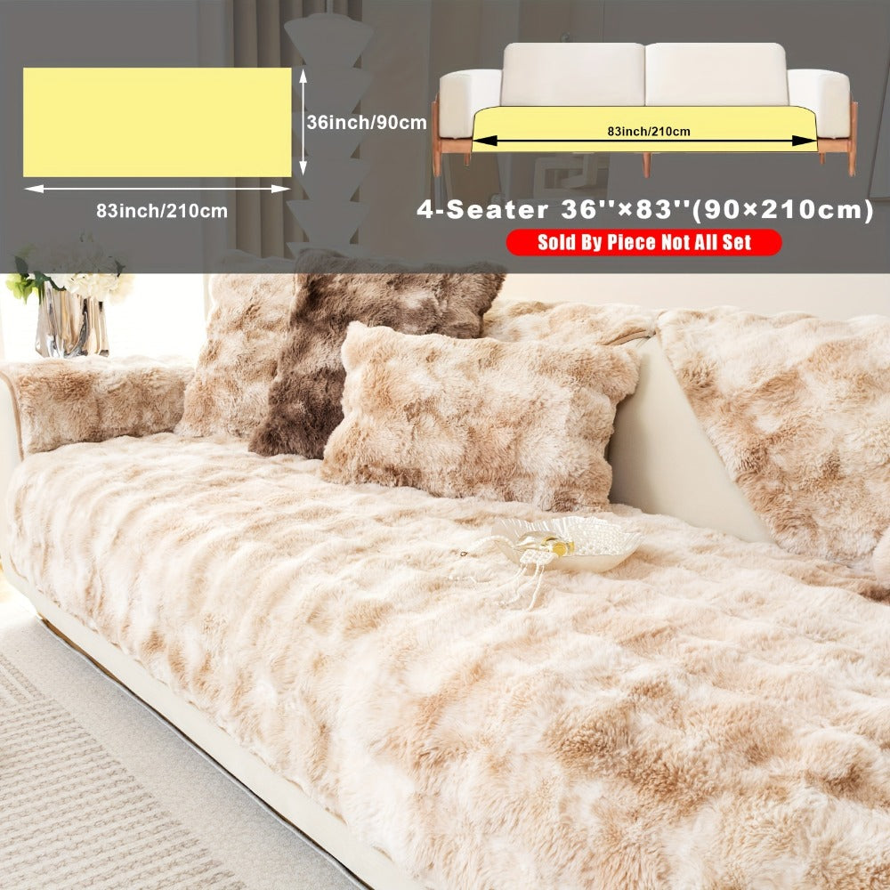 Plush Sofa Cover Faux Lamb Thick Fluffy Couch Slipcover Pet Friendly Machine Washable Gradient Color Polyester Furniture Protector for Armchair Single Double Triple Sofa Living Roo - product image 36