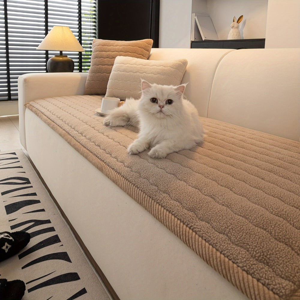 Plush Sofa Cover Bohemian Style Thickened Short Plush Non-Slip Machine Washable Pet Friendly Sofa Slipcover for Living Room Bedroom Office - Armrest Pad to 4 Seater - product image 29