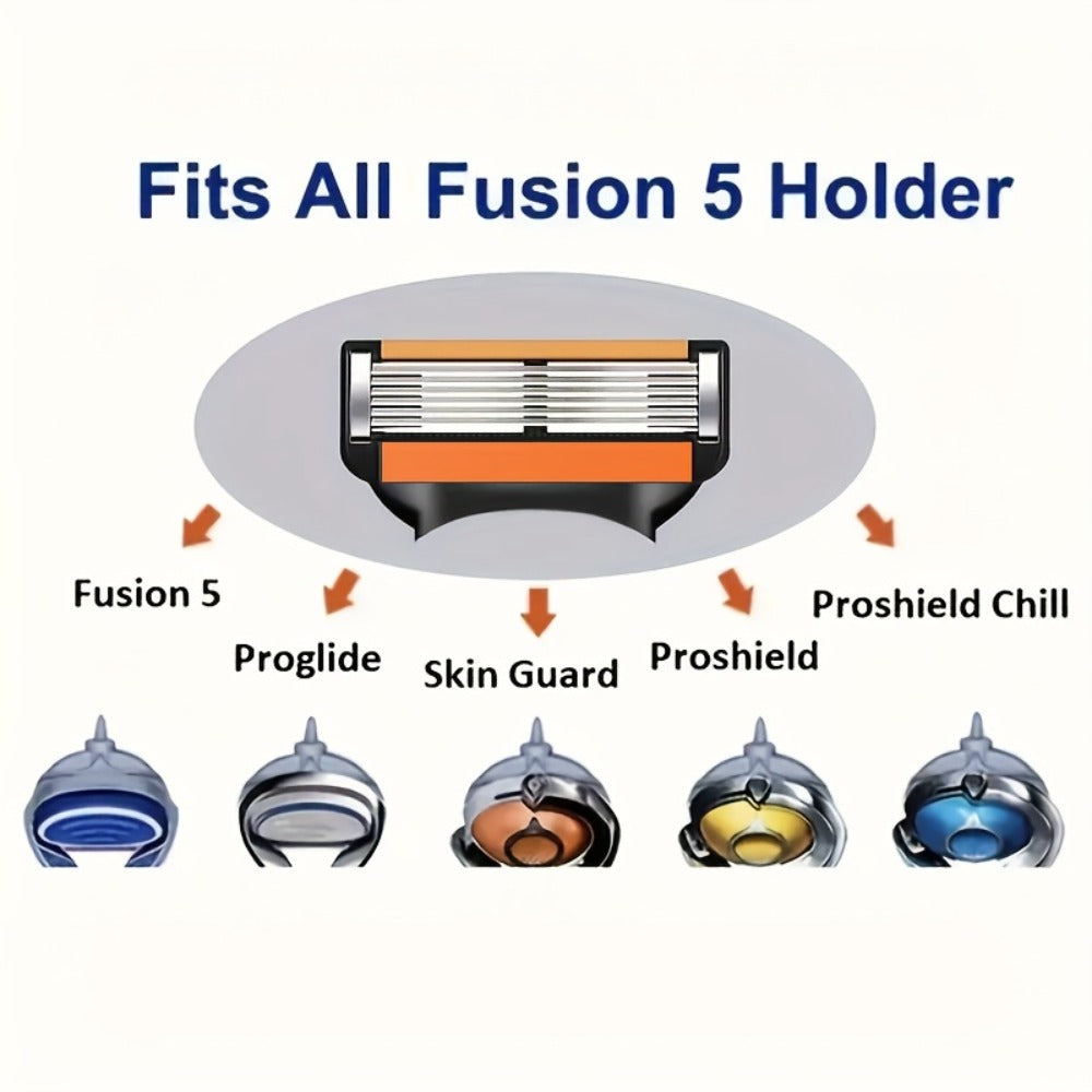 Fusion 5 Compatible Razor Blade Refills 6-Layer Stainless Steel with Free Handle — Men's Replacement Shaving Cartridges for Beard & Face, Manual Razor Heads Bulk Pack 16/24/32 Blad - product image 8