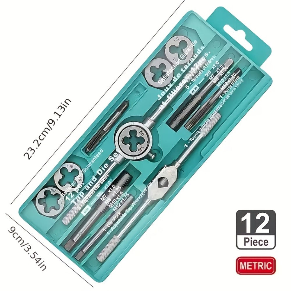 Metric Tap and Die Set 12pcs or 40pcs, M3-M12 Hand Thread Tapping Tool Kit with Plug Taps, Straight & Cone Reamers, Manual Threading Tool for DIY, Household Repair & Metalworking - product image 4