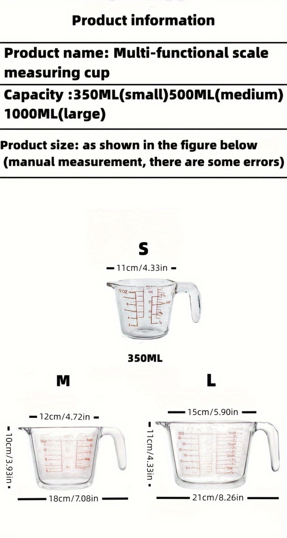Tempered Glass Measuring Cup Set with Coffee Cups, Borosilicate Glass Liquid Measuring Cups for Kitchen Baking Cooking, Dishwasher Safe, 4PCs or 9PCs - product image 11