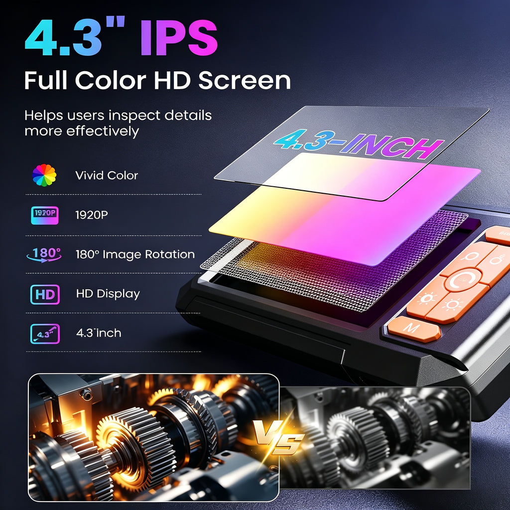 Inspection Camera Endoscope Camera with Light 4.3 IPS Screen 1080P HD Borescope Snake Camera for Men 8 Adjustable LED Lights Semi Rigid Cable Pipe Inspection - product image 2