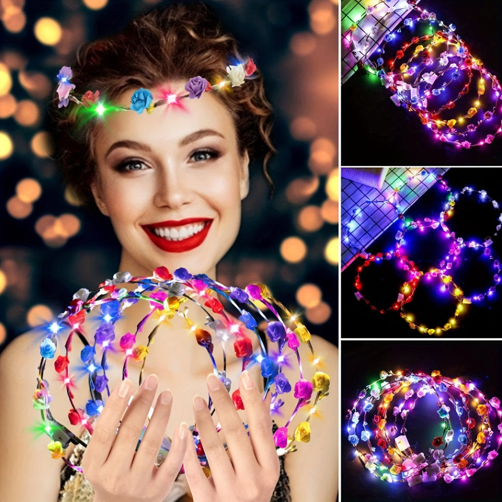 Light Up Flower Crown Headbands 36 Pack Bulk LED Fiber Optic Floral Tiara Glow Party Favors for Women Girls Wedding Birthday Halloween Mardi Gras Bachelorette Cosplay Festival Beac - product image 10