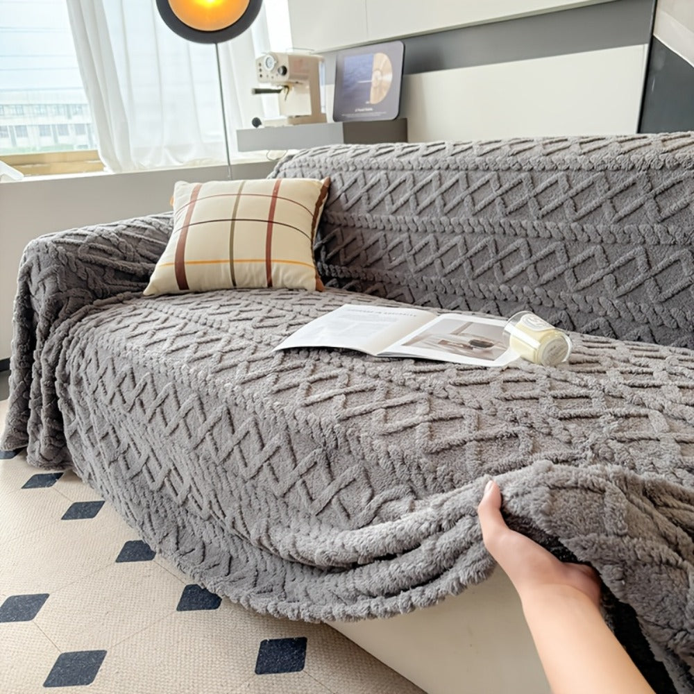 Velvet Sofa Cover Bohemian Jacquard Slipcover Soft Polyester Non-Slip Washable Pet Friendly Fits 3 4 Seater Sofa Couch for Living Room Bedroom - Green Blue Coffee Brown Dark Gray B - product image 2