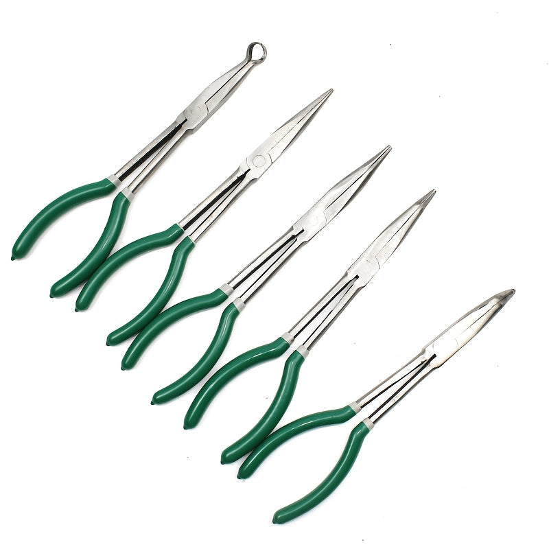 O-Ring Hook Remover Needle Nose Pliers for Saltwater Freshwater Fishing, Non-Slip Handle, Lightweight Angler Tool, Orange & Green | Long Nose Fishing Pliers 11 Inch 45-Degree Angle Bent