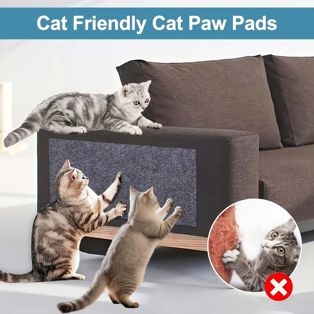 Cat Scratch Pad Self-Adhesive | Sturdy Cat Scratching Board for Sofa and Wall Protection, Anti-Scratch Furniture Protector Sticker for Indoor Cats - product image 3