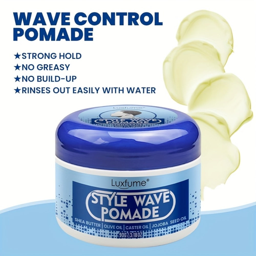 Wave Pomade Strong Hold & Edge Control 3.18oz 2-Pack - Luxfume Non-Greasy Hair Styling Cream with Natural Botanical Extracts, 360 Waves, Easy Wash Out, All Hair Types - product image 8