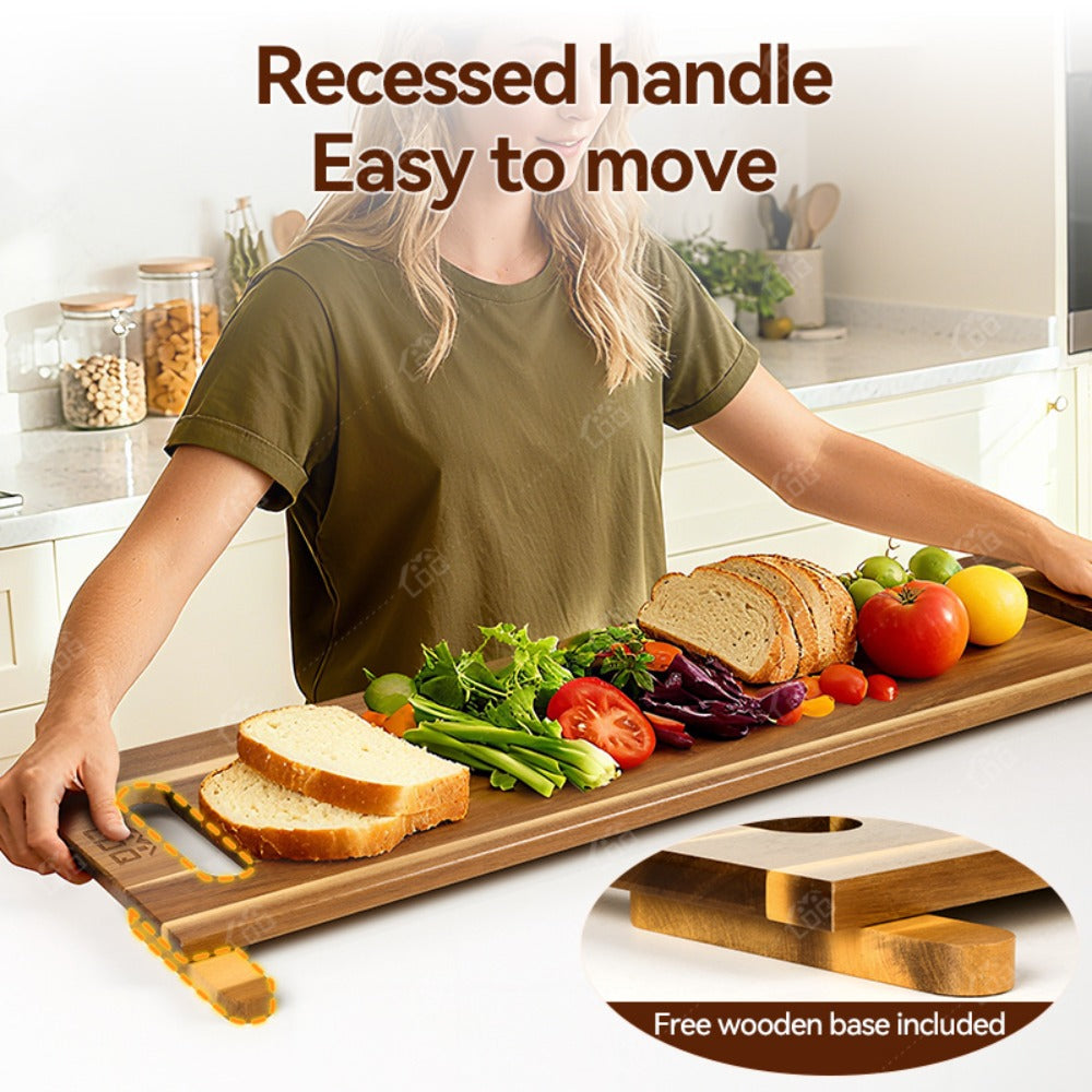 Charcuterie Board Extra Large 36x12 Inch Acacia Wood Cutting Board with Handles 3FT Rectangular Cheese Serving Platter Oversized Grazing Board for Meat Appetizers Party Entertainin - product image 4