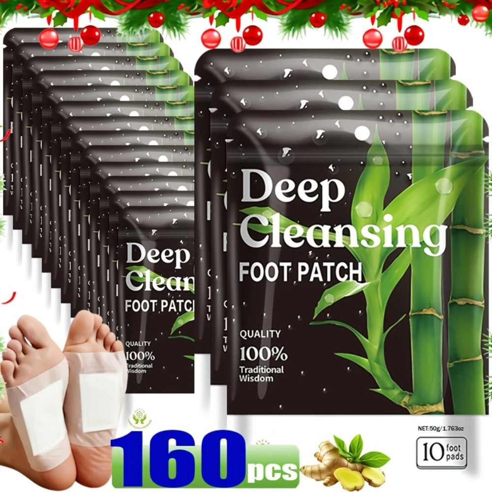 Foot Detox Patches Bamboo Vinegar & Ginger 60 & 160 Pcs - Deep Cleansing Natural Plant Ingredients Alcohol-Free Overnight Moisturizing Foot Pads for Tired Aching Feet - Green Golde - product image 16