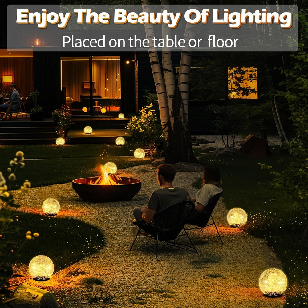 Solar Garden Globe Lights 4 Pack Cracked Glass Ball Outdoor Solar Sphere Lights with 30 LED Warm White IP65 Waterproof Auto On Off for Garden Patio Lawn Yard Pathway Christmas Deco - product image 6