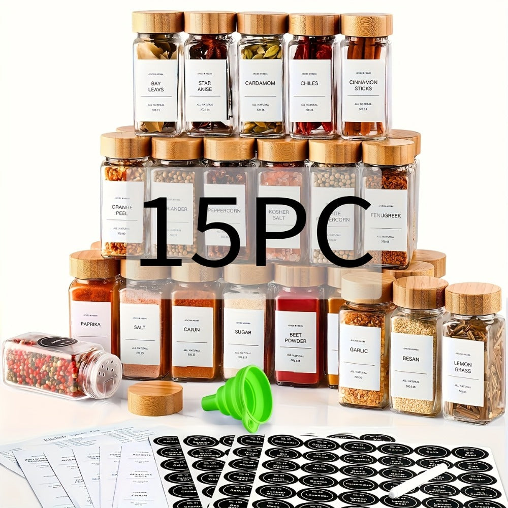 Glass Spice Jars with Labels and Lids 4oz, Empty Spice Bottles with Foldable Funnel for Kitchen Organization, Airtight Condiment Storage Containers for Herbs and Seasonings, Set of - product image 5