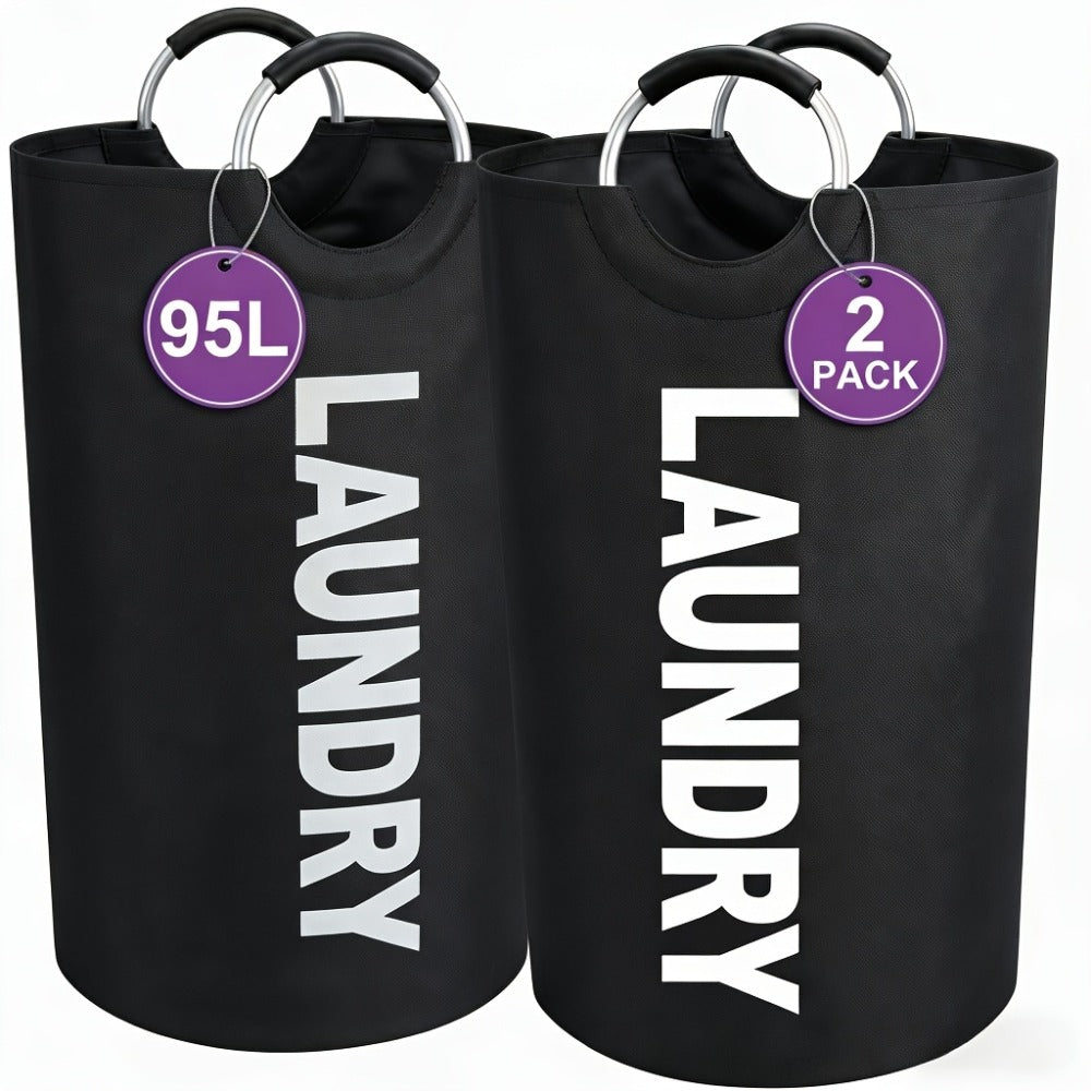 Extra Large Foldable Laundry Basket Set 95L/25.1 Gal Waterproof Oxford Cloth Tall Storage Baskets for Bedroom Bathroom Dorm Wardrobe Organization - product image