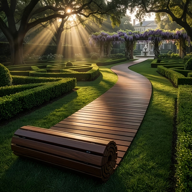 Roll-up Wooden Garden Walkway, Slip-resistant and Weather-resistant Outdoor Path, Suitable for Lawns, Terraces, Courtyards, and Flower Bed Edges - product image 3