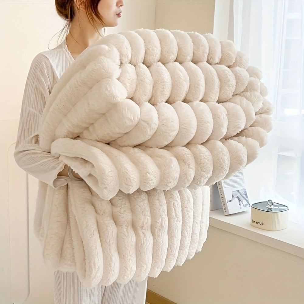 Reversible Faux Rabbit Hair Blanket – Thickened Soft Thermal Throw for Bed, Nap, Office & Camping, All Season, 4 Colors, 5 Sizes - product image 18