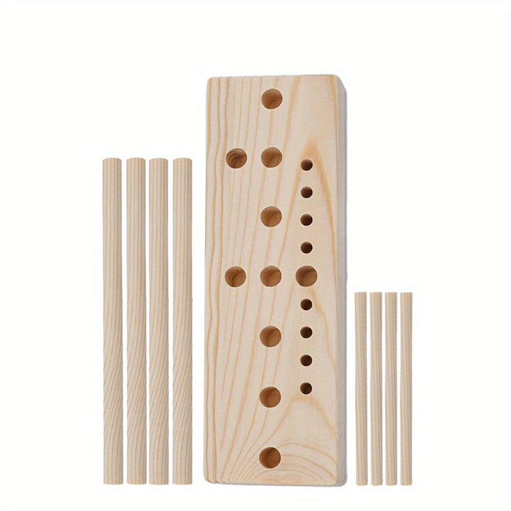 9-Piece Wooden Wreath & Bow Maker Crafting Tool Set, DIY Floral Wreath Molds with Wooden Sticks Rope Checkered Fabric, Party Decoration Craft Supplies for Holiday - product image 3