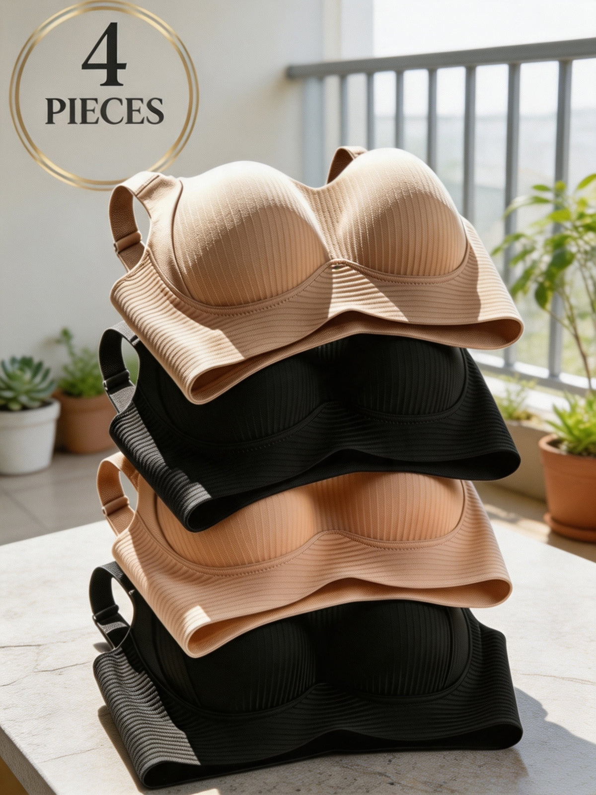4pcs Women's Wireless Push Up Bralette - Wire-Free Back Smoothing Seamless Bras with Wide Adjustable Straps, Soft Breathable Non-Detachable Cups Suitable for - product image 20