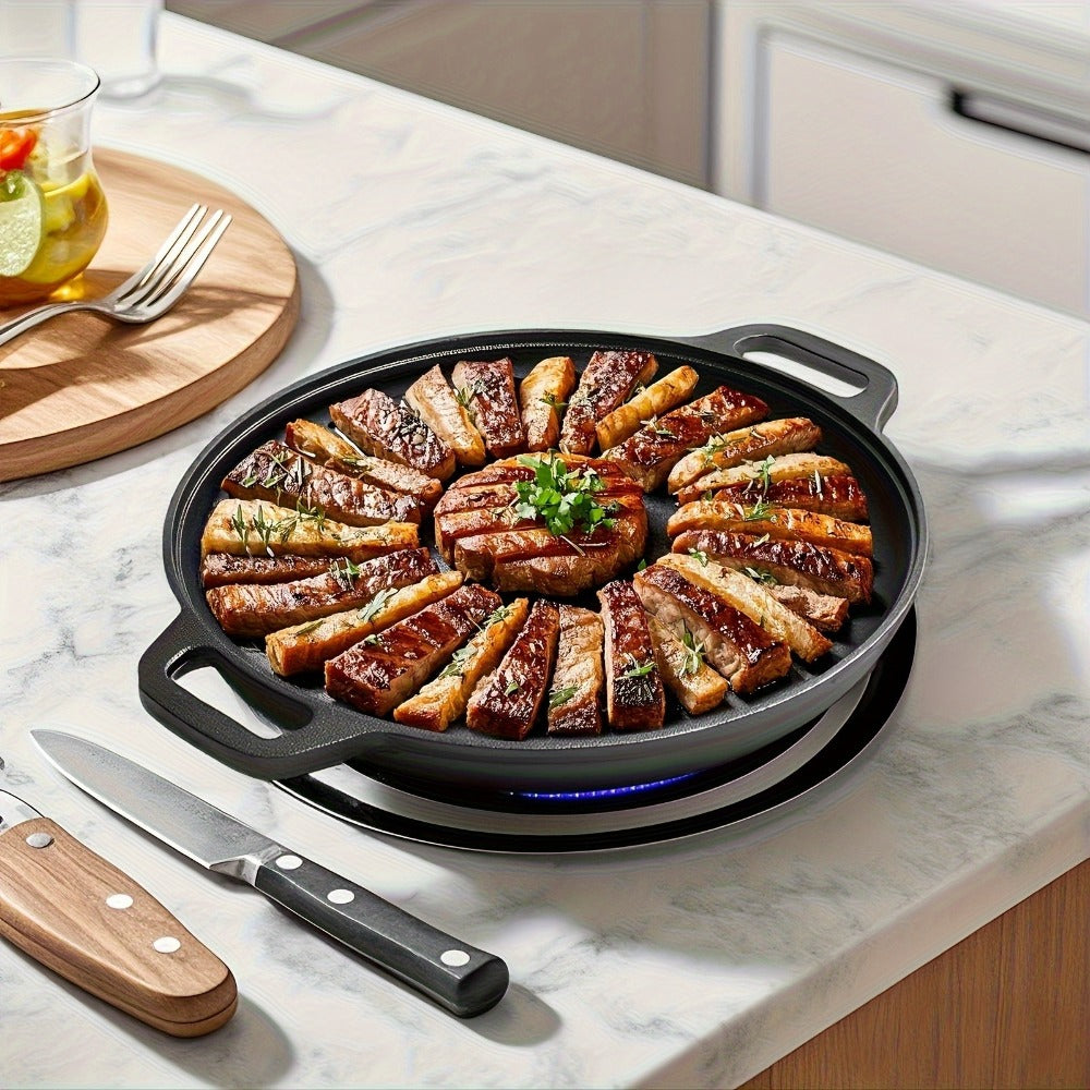 Pre-Seasoned Cast Iron Pan Set - Non-Stick Multifunctional Skillet for Pizza Home Kitchen Outdoor Cooking, Even Heating Compatible with All Stoves, 1/2/3 Piece Options - product image 8