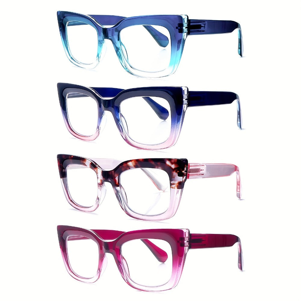 Reading Glasses Blue Light Blocking for Women 4 Pack – Cat Eye Frames with Metal Spring Hinges, Multicolor Floral Gradient Computer Eyeglasses - product image 5