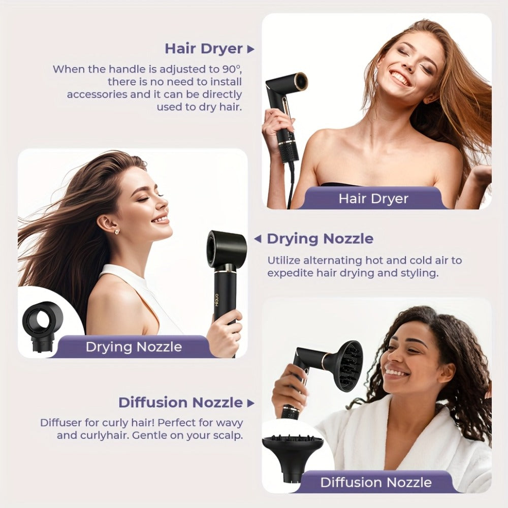 Hot Air Brush 6-in-1 Negative Ion Hair Dryer Brush & Styler 110000 RPM High-Speed Blow Dryer with Curling Iron Straightener Auto-Winding Curler Foldable Handle Storage Bag - product image 15