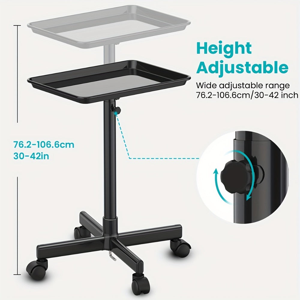 Salon Rolling Tray Cart with Wheels & Adjustable Height 30"-42" - Professional Trolley with Removable 18"x13" Tray, 360° Swivel Casters for Hair Stylist Tattoo Esthetician, Gold &  - product image 14