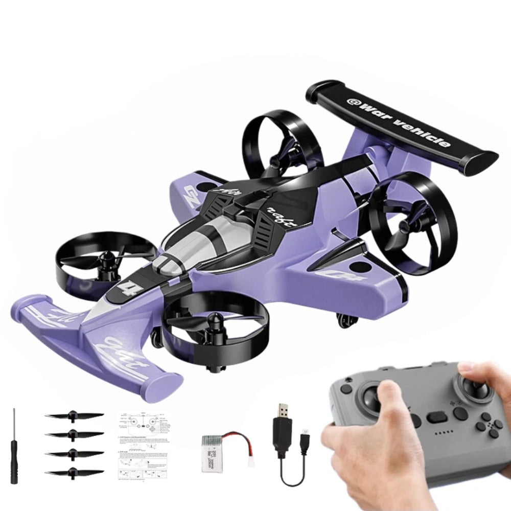2-in-1 Remote Control Racing Car & Quadcopter One-Key Takeoff 360° Aerial Flips Stable Hover Durable Foam Body Indoor Outdoor Gift for Boys Girls Age 6+ Red - product image 7