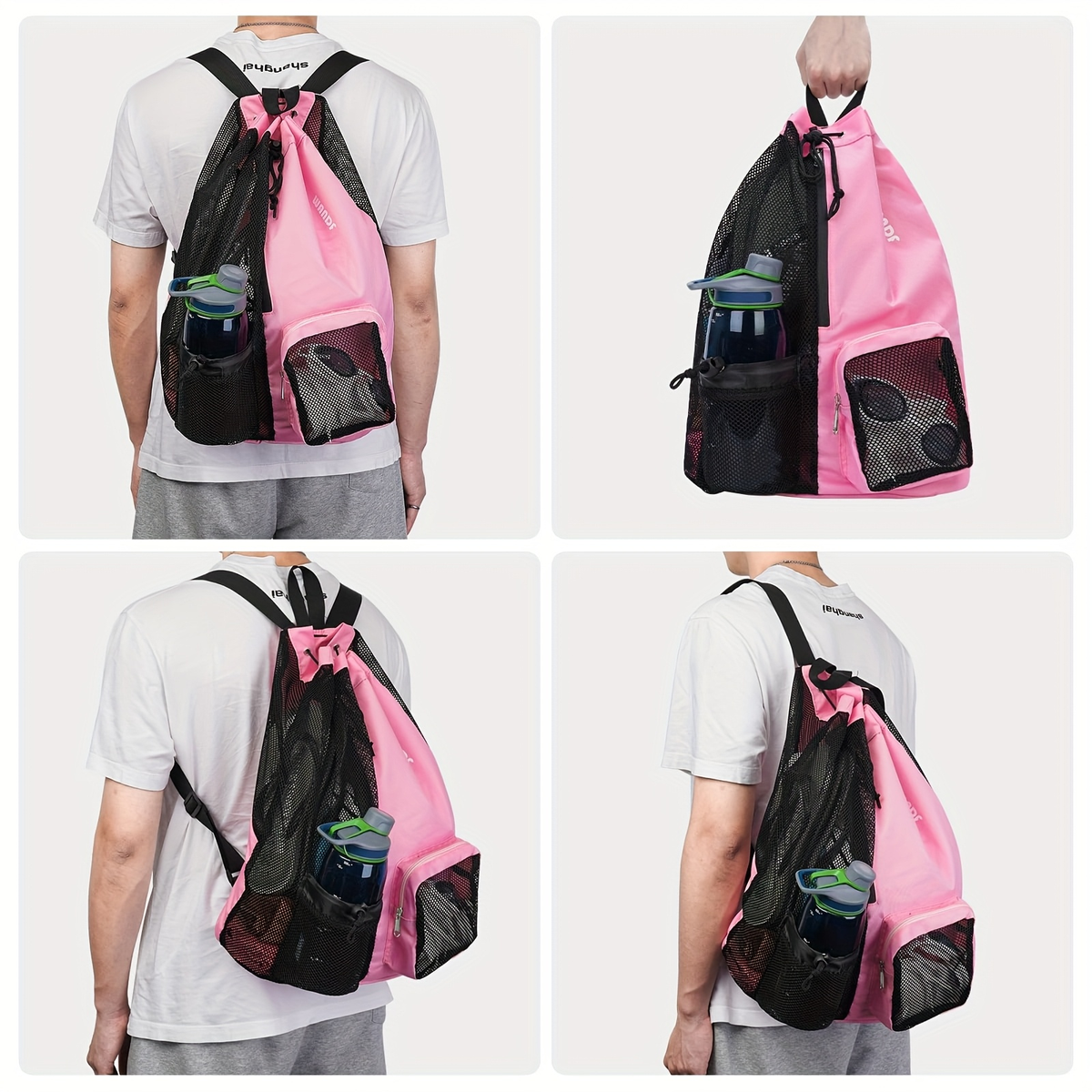 Quick-Dry Sports Backpack with Wet Pocket for Swimming, Gym & Beach, Lightweight Travel Bag for Women & Men, Adjustable Drawstring, 8 Colors – Mesh Drawstring Swim Bag