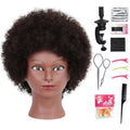Mannequin Head Human Hair Afro Curly with Clamp Cosmetology Practice Training Head for Hairdresser Braiding Styling Cutting 4 Styles Natural Black - product image 13