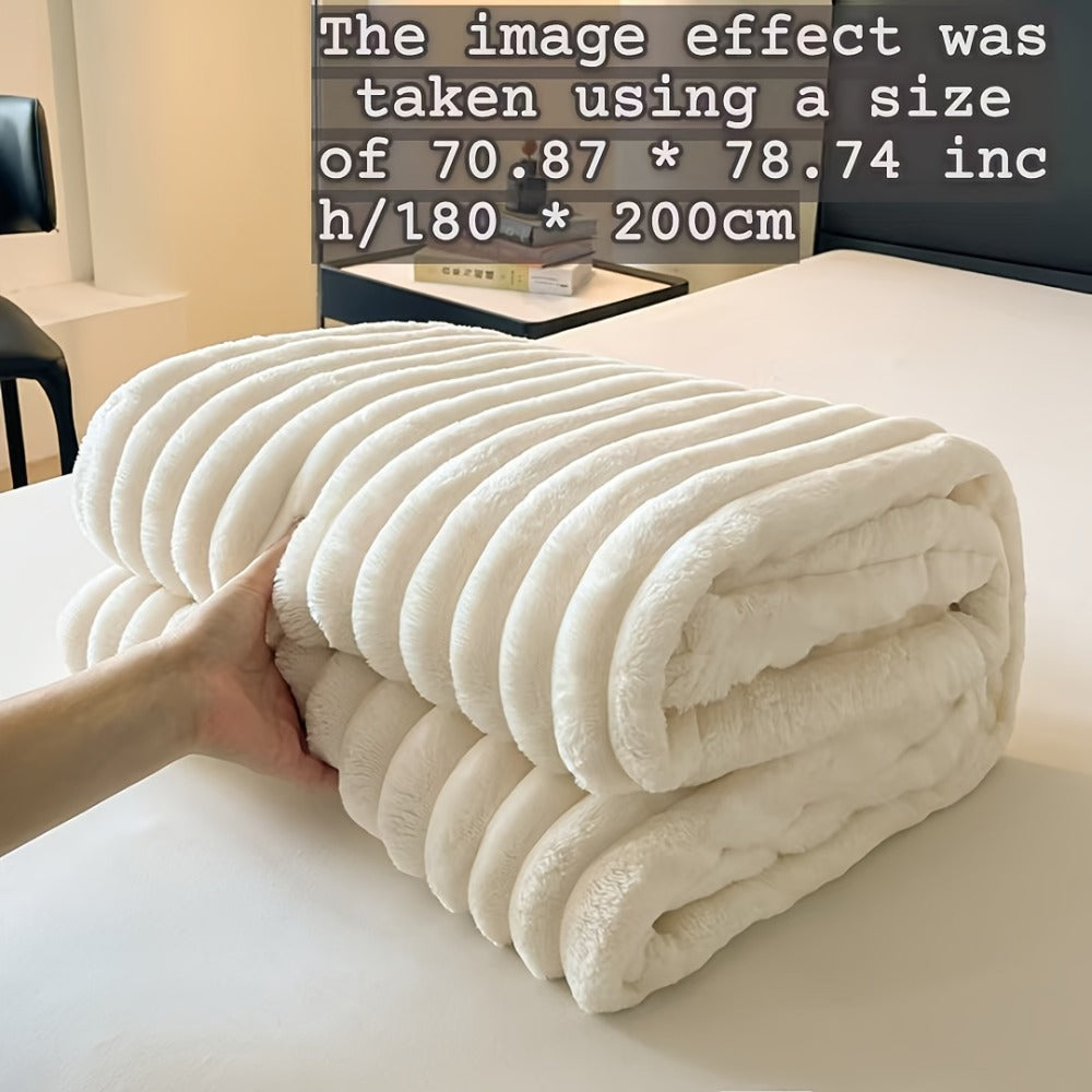 Plush Faux Fur Blanket – Imitation Rabbit Fur 300-350gsm Knit Throw for Sofa, Bed & Travel, All Season, 3 Colors, 2 Sizes - product image 15