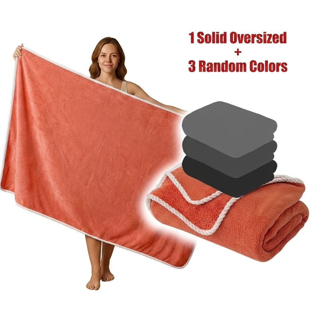 Extra Large Bath Towel Set 4 Piece for Women - 300GSM Ultra Soft Quick Dry Absorbent Solid Color Hand Towels | Orange Green Blue Purple Pink | Spa Yoga Fitness Gym Bathroom Gift - product image 13