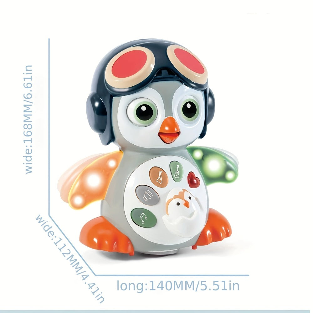 Infant Tummy Time Learning Toy, Sensory Light Up Musical Toy for Babies 6-12 Months, Easter Basket Stuffer & Baby Gift – Interactive Dancing Penguin Baby Toy with Music, Lights & Crawling Motion