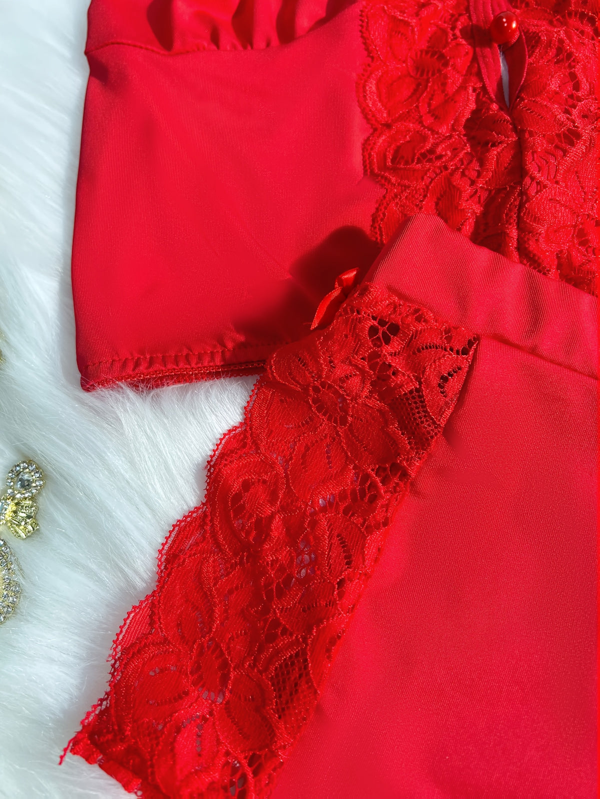 Solid Color Lace Splicing Halter Neck Tie Backless Button Splicing Bilateral Side Opening Lace Splicing Soft -friendly Sexy Home Pajamas Set - product image 9