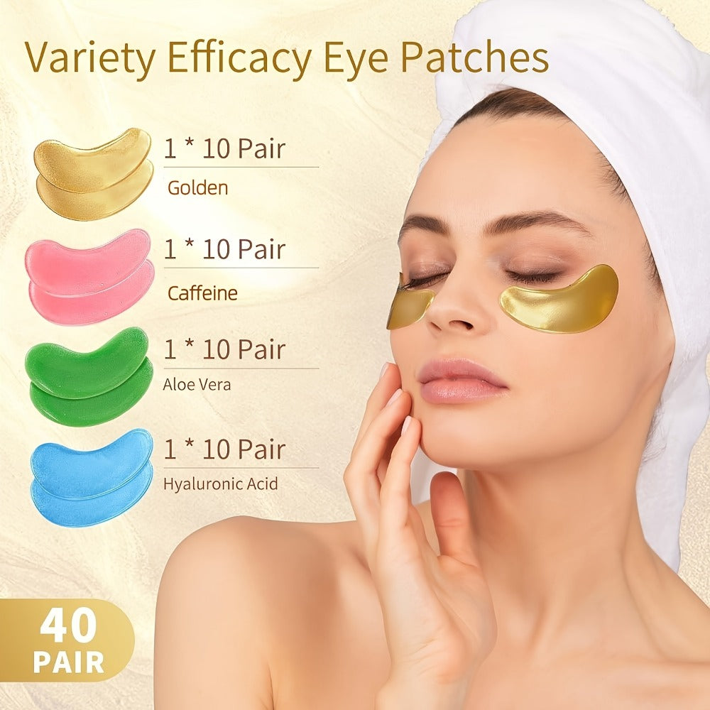 Collagen Eye Mask Patches 40 Pairs – Caffeine & Aloe Vera Under Eye Patches 4 Types Eye SPA Multi-Color Depuff Dark Circle Moisturizing Daily Eye Care Gift Set for Women - product image 9