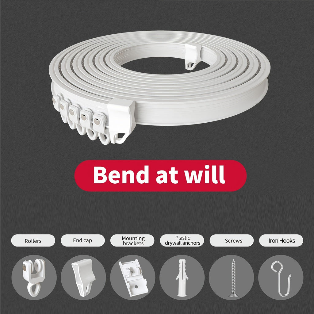 Flexible Curtain Rail Track – Bendable PVC Ceiling Mount Curtain Rod for Bay Window, Bathroom & Home Decor, Trim-to-Fit Monorail Curtain Track System - product image 33