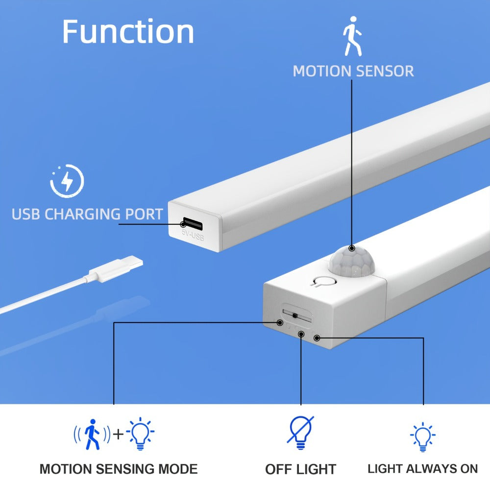 Motion Sensor Light 3 Pack USB Rechargeable LED Cabinet Light Dimmable 3 Color Temps Magnetic Base for Kitchen Closet Stairs Hallway Bedroom 7.87" 11.81" - product image 11