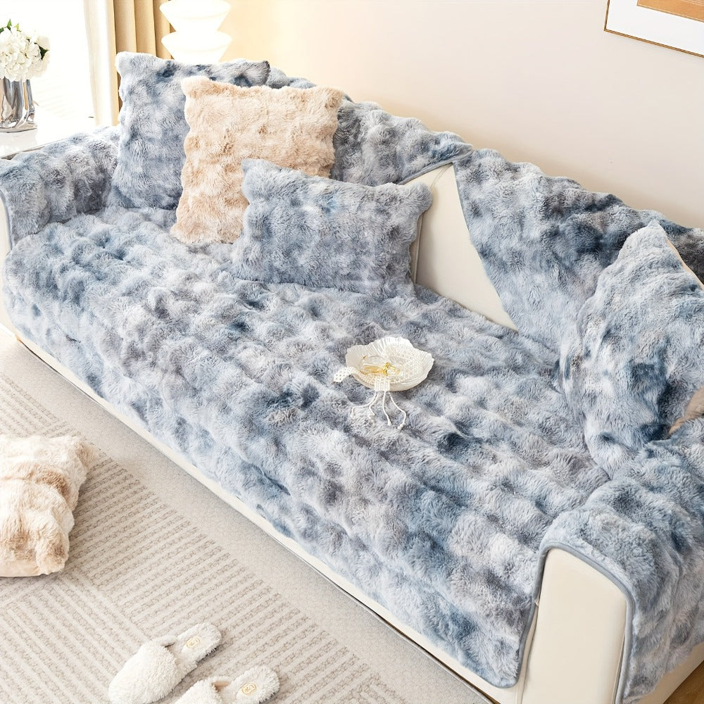 Plush Sofa Cover Faux Lamb Thick Fluffy Couch Slipcover Pet Friendly Machine Washable Gradient Color Polyester Furniture Protector for Armchair Single Double Triple Sofa Living Roo - product image 52