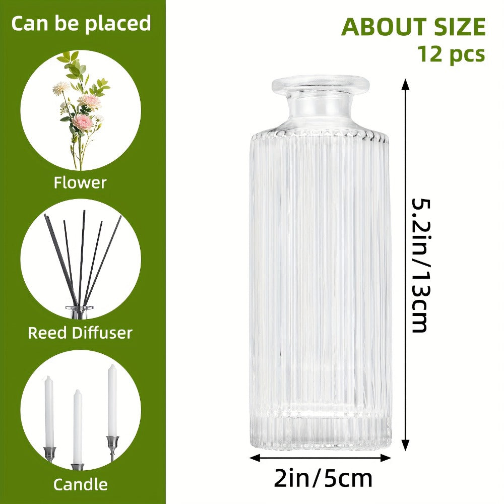 Mini Bud Vases Set - Modern Striped Clear Glass Flower Vases for Wedding Centerpieces, Birthday Party, Anniversary, Home Table Decor, Multiple Sizes 12/24/36 Pcs - product image 4