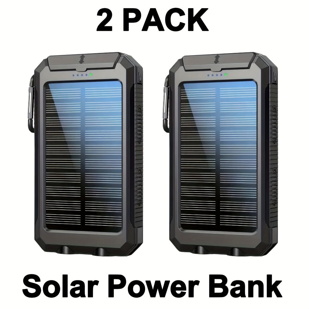 2pcs Solar Charger 20000Mah, 40000Mah, Portable Dual USB Output Solar Charging Panel, Fast Charging External Battery Pack, Built-In LED Flashlight Emergency - product image 4