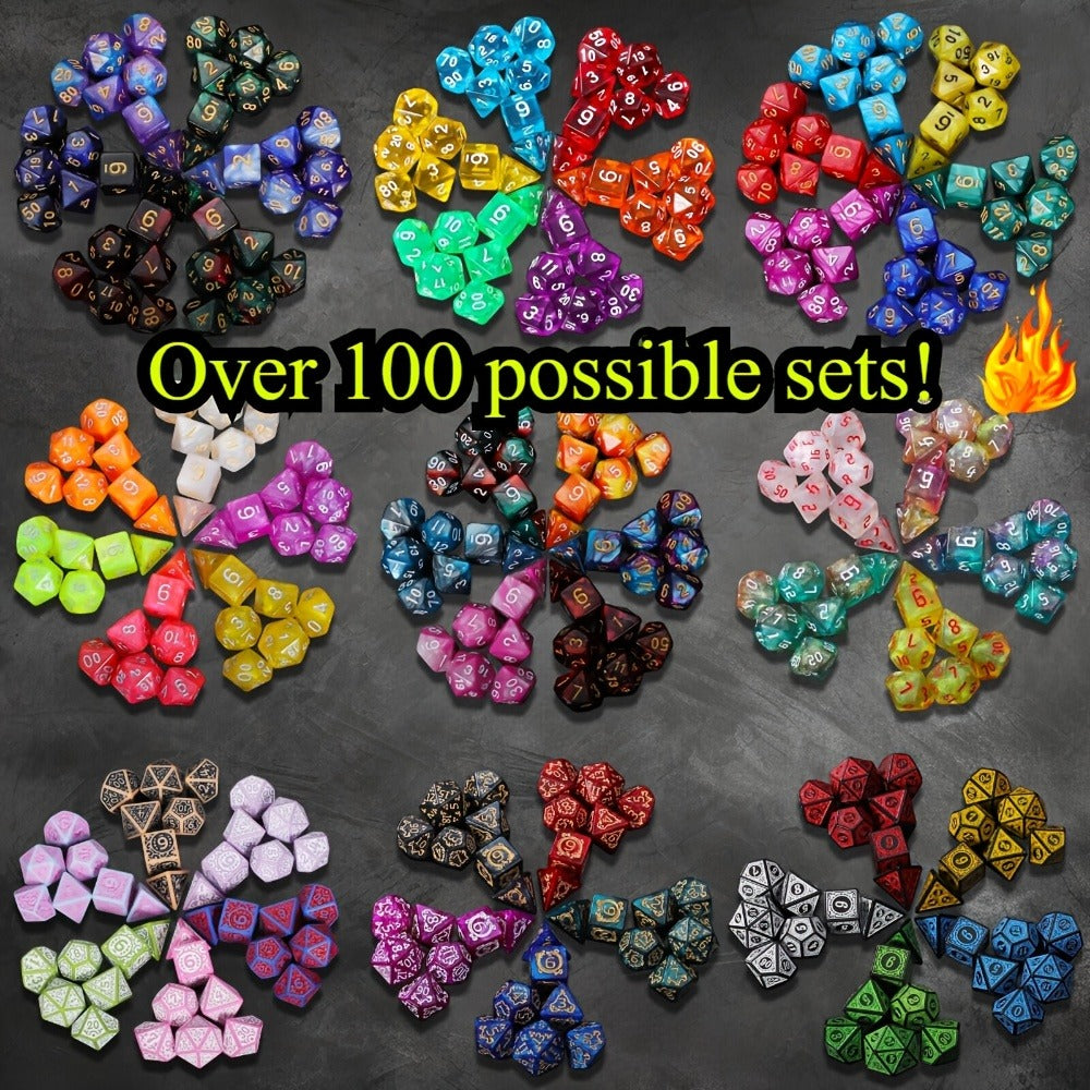 D4 D6 D8 D10 D12 D20 Surprise Gift for D&D RPG Tabletop Gamers – Mystery Box DnD Dice Set 72pcs Blind Box 9 Sets Random Polyhedral Dice with Pouches - product image 14