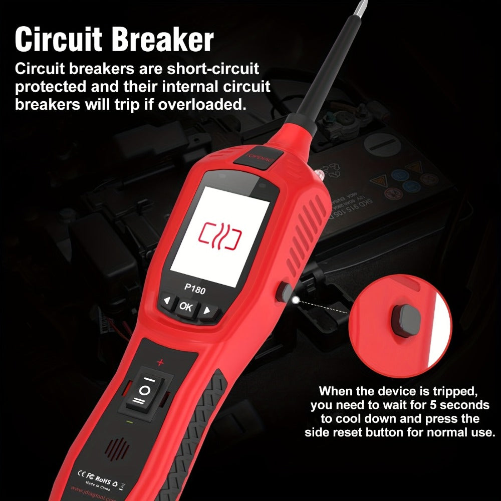 Automotive Circuit Tester P180 Multimeter | Breakpoint Localization Battery Diagnosis AC DC Voltage Fuel Injector Tester 6-30V | Car Electrical System Diagnostic Tool with TFT Colo - product image 9