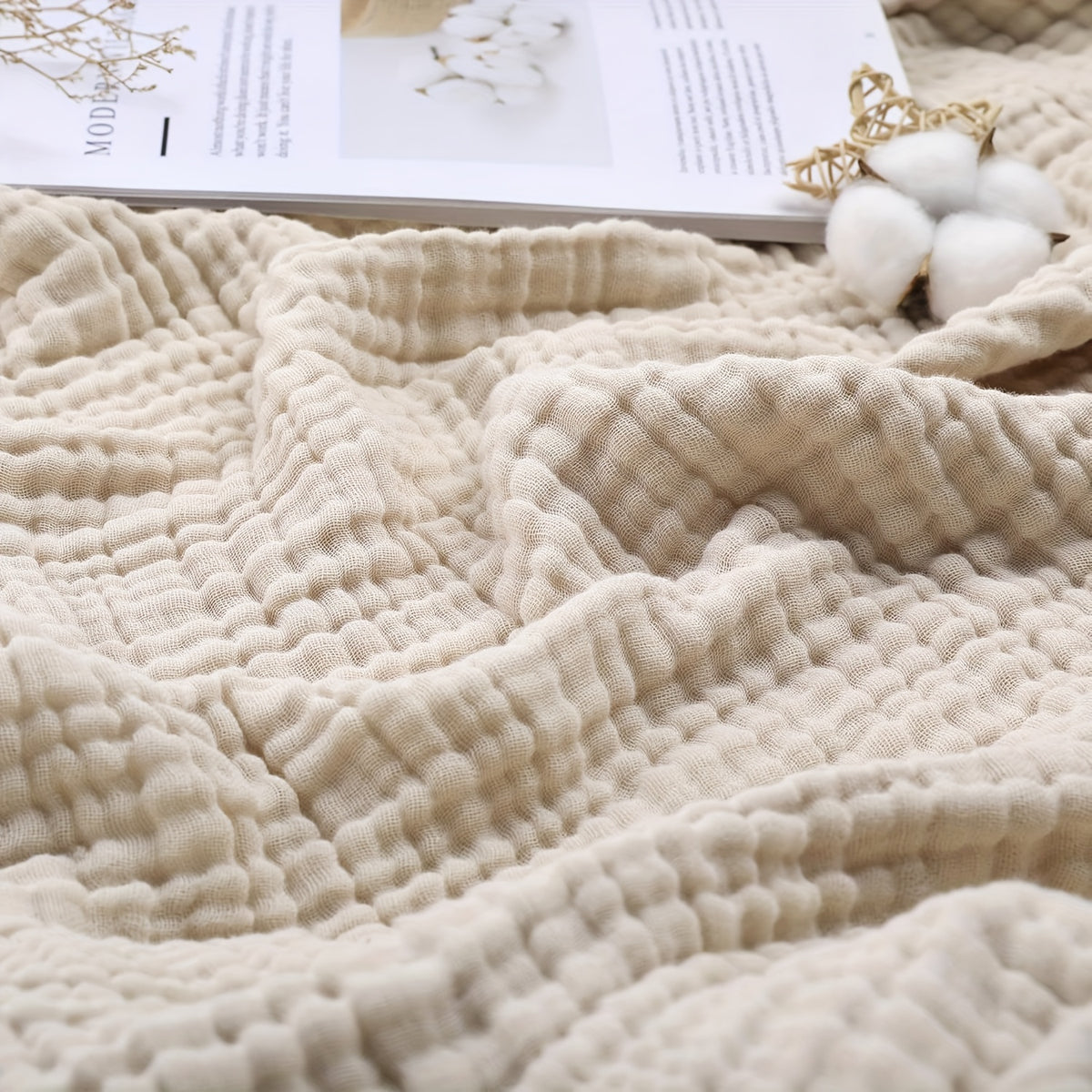 100% Cotton Muslin Blanket 6 Layer, Soft Morandi Color Gauze Blanket for Couch & Bed, Lightweight & Breathable Blanket for All Season, Machine Washable - product image 7