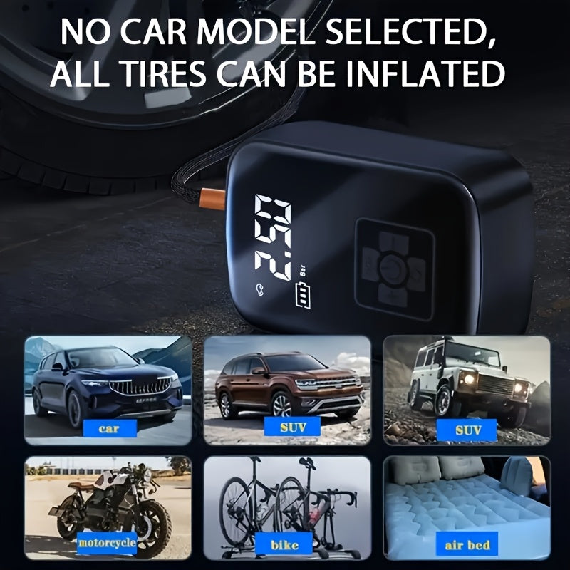 1pc Tire Inflator Portable Air Compressor, Fast Cordless Air Pump, Digital Display With Multi-function Nozzle Adapter and Long-lasting Lithium Battery For Car - product image 14