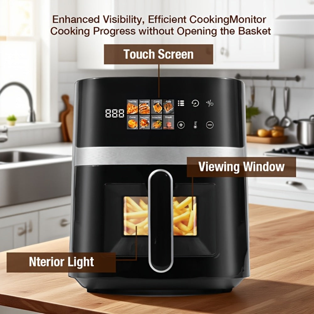 Air Fryer 8-in-1 with LED Touchscreen, 6QT Large Capacity Electric Hot Air Oven, 1350W 360° Hot Air Circulation, Non-Stick Fry Basket, Heat-Insulated Handles, 8 Cooking Presets for - product image 2