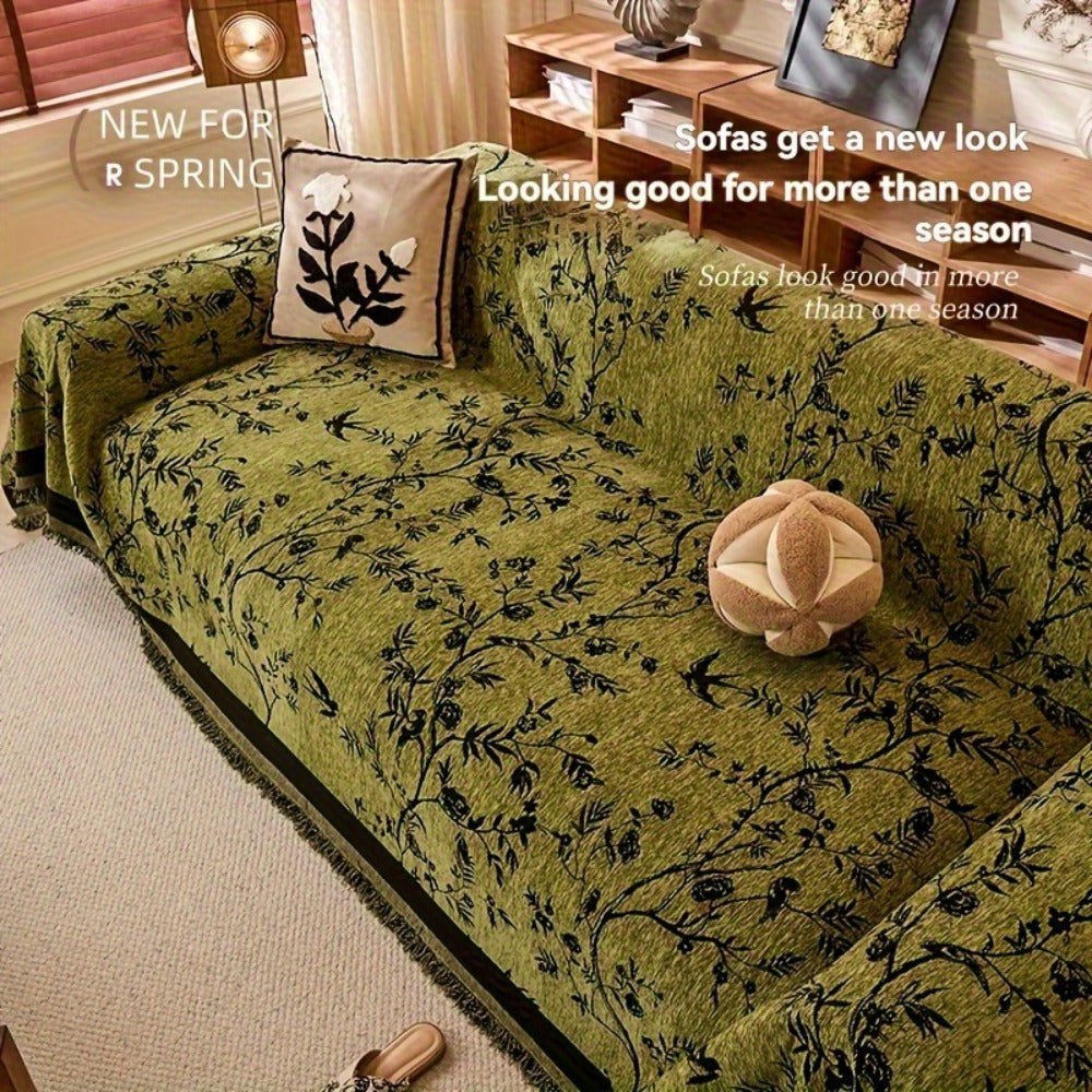 Sofa Cover Chenille Thickened Non-Slip Couch Slipcover Floral Pattern for Living Room Office Pet-Safe All-Season — 1 2 3 4 Seater Sizes - product image 8