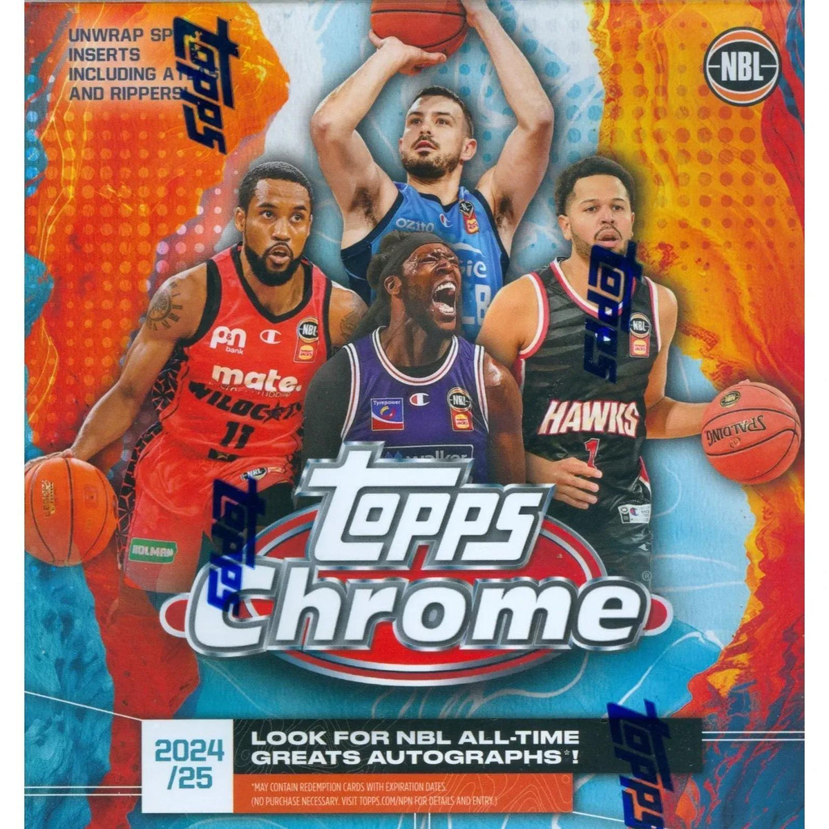 Factory Sealed 60 Cards 10 Packs, Refractors & Autographs, Collector Gift for NBL Fans & Basketball Card Collectors | Topps Chrome NBL Basketball Mega Box - product image