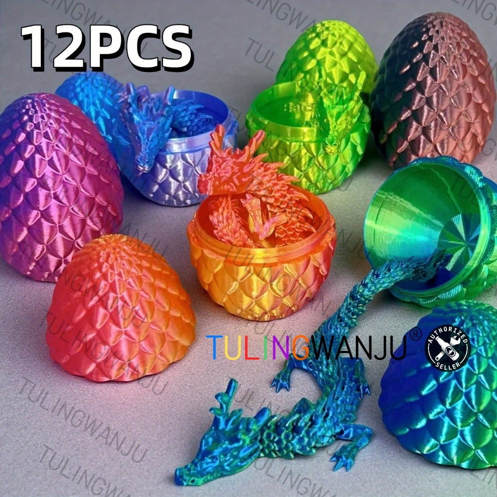 Dragon Figurine & Dragon Egg Set 12pcs | Fantasy Collectible Statues 11.81" Dragon Statue + 3.54" Egg Ornaments Random Colors Home Decor Gift for Dragon Lovers Collectors Teens Birthday Christmas