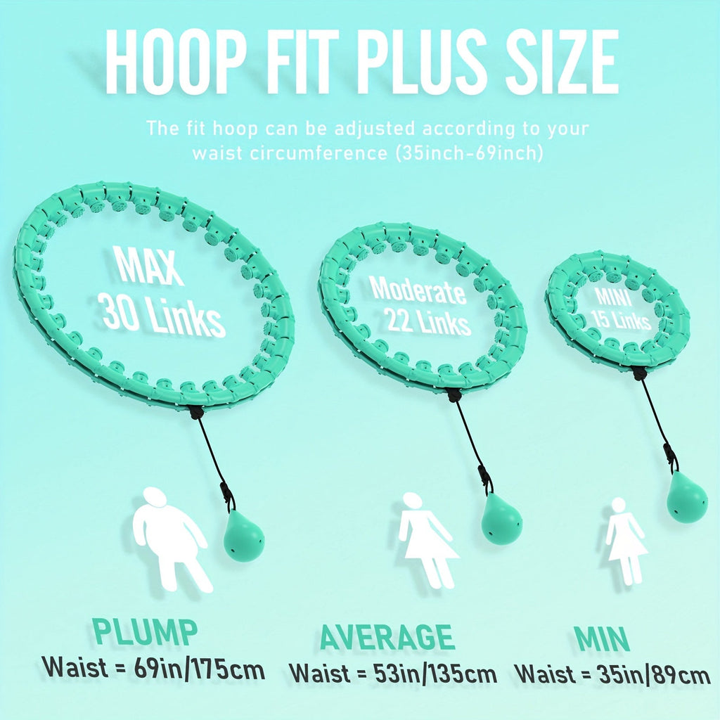 Weighted Hula Hoop Exercise Ring 69" | Smart Pilates Circle with 30 Detachable Knots, Plus Size Adjustable Fitness Hoop for Adults, Beginners & Core Workout